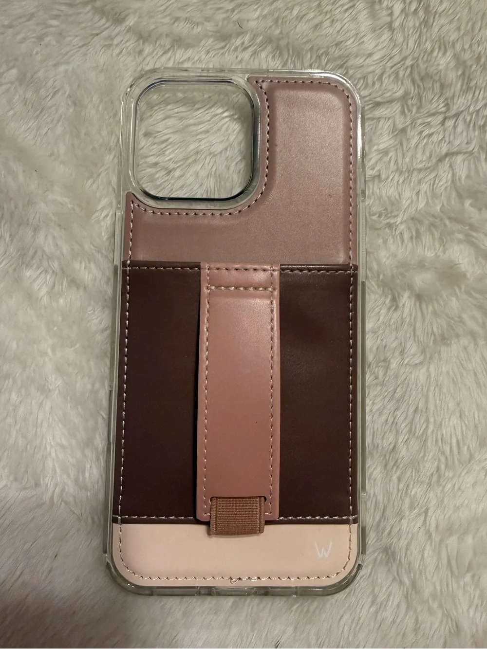 Dual-Tone Pink & Brown Phone Case with Card Pocket